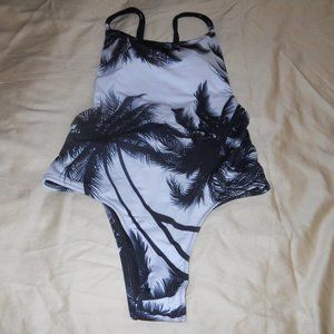 NWOT Black/white with tropical design one piece